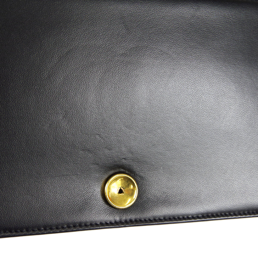 CHANEL 1997-1999 Pushlock Full Flap Small Black Lambskin
