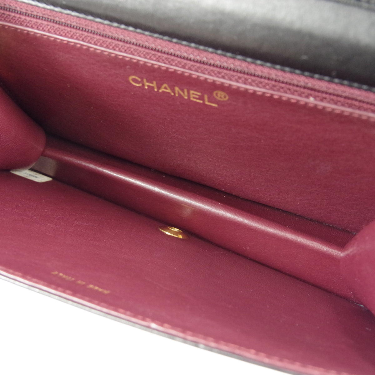 CHANEL 1997-1999 Pushlock Full Flap Small Black Lambskin