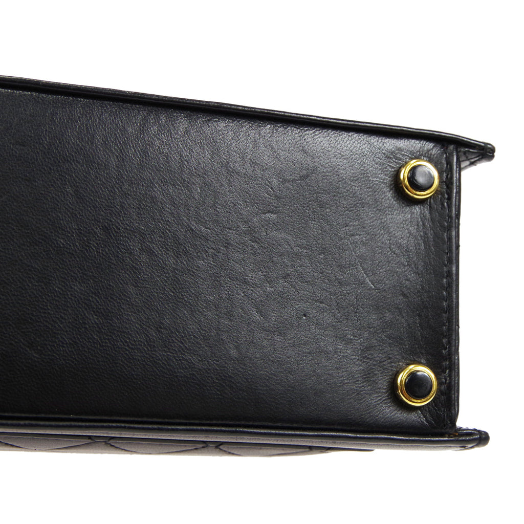 CHANEL 1989-1991 Trapezoid Flap Small & Pouch Set Black Lambskin