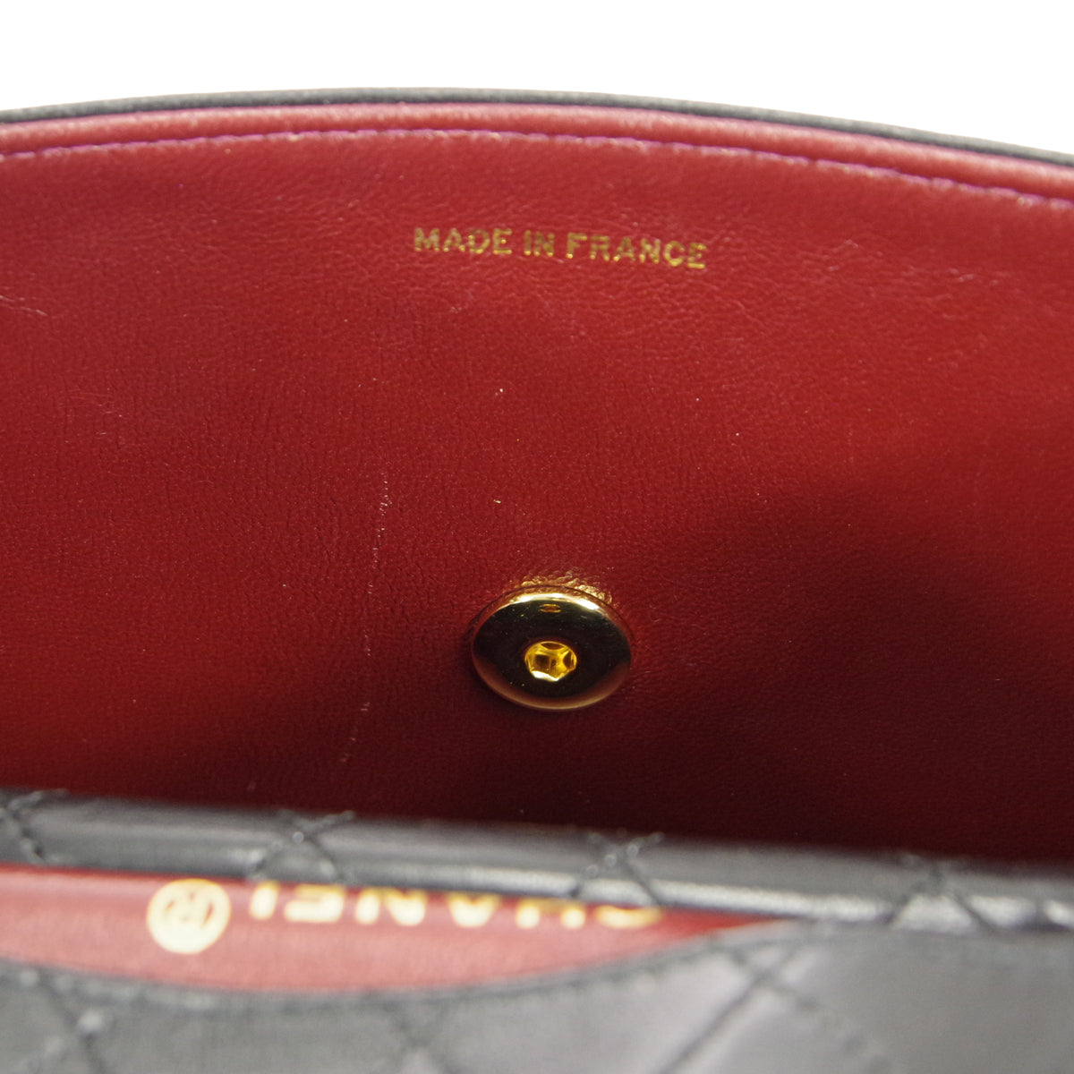 CHANEL 1989-1991 Trapezoid Flap Small & Pouch Set Black Lambskin