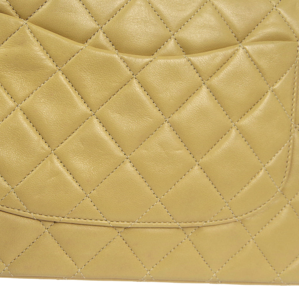 CHANEL 2000-2001 Classic Double Flap Medium Beige Lambskin