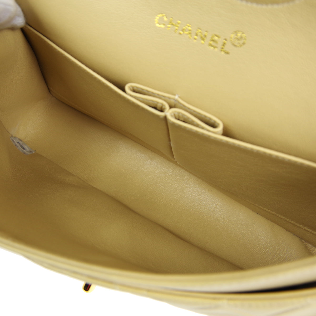 CHANEL 2000-2001 Classic Double Flap Medium Beige Lambskin