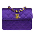 CHANEL 1989-1991 Straight Flap Micro Purple Satin