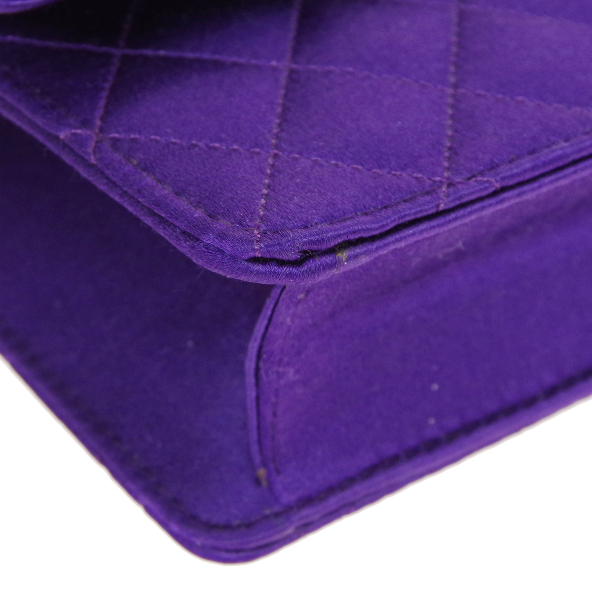 CHANEL 1989-1991 Straight Flap Micro Purple Satin