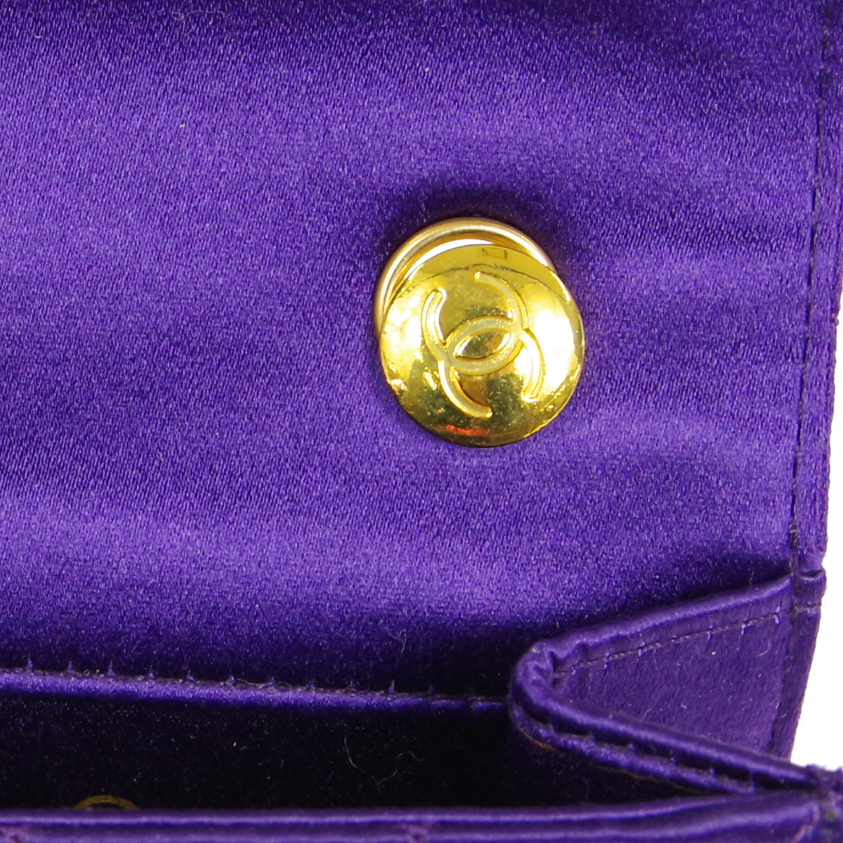 CHANEL 1989-1991 Straight Flap Micro Purple Satin