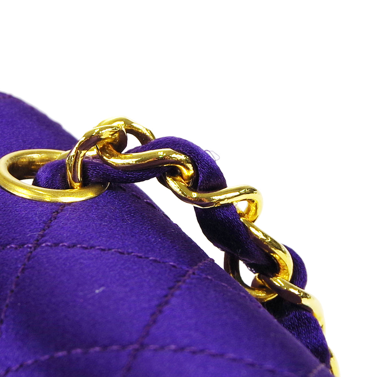 CHANEL 1989-1991 Straight Flap Micro Purple Satin