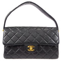 CHANEL Classic Both Side Flap Medium Handbag Black Lambskin