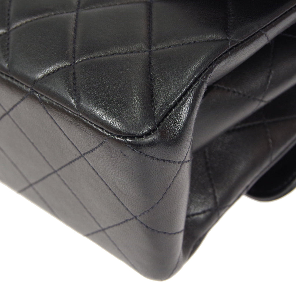 CHANEL Classic Both Side Flap Medium Handbag Black Lambskin