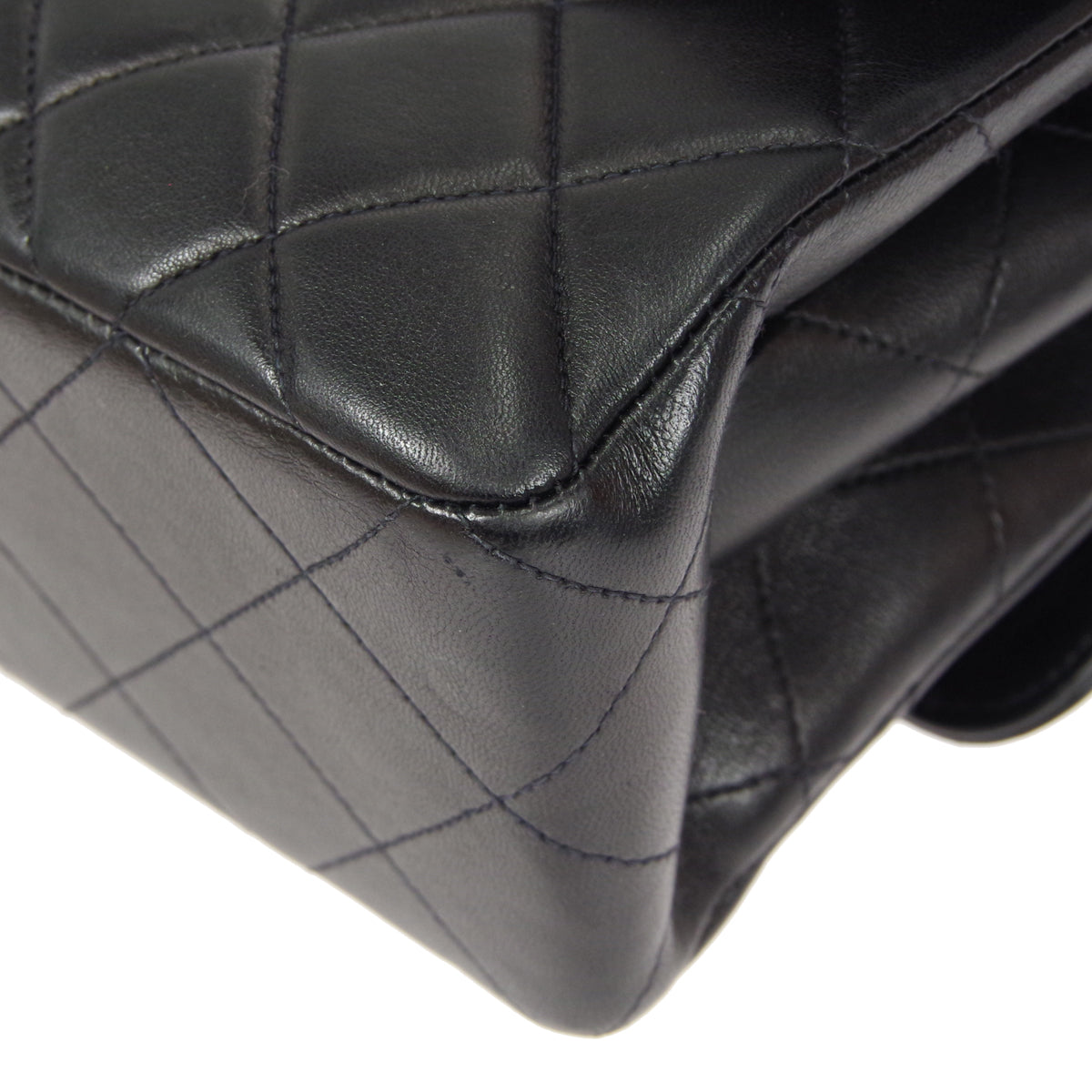 CHANEL Classic Both Side Flap Medium Handbag Black Lambskin