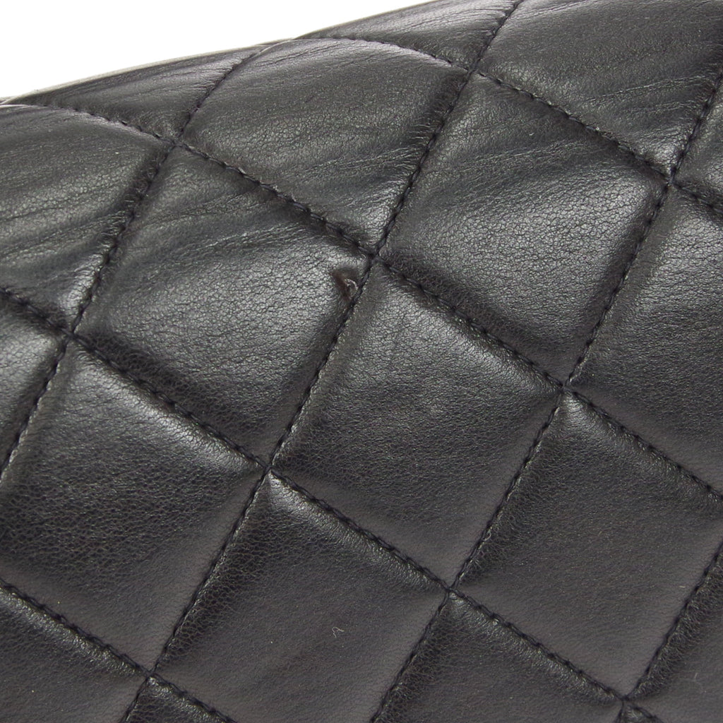 CHANEL Classic Both Side Flap Medium Handbag Black Lambskin