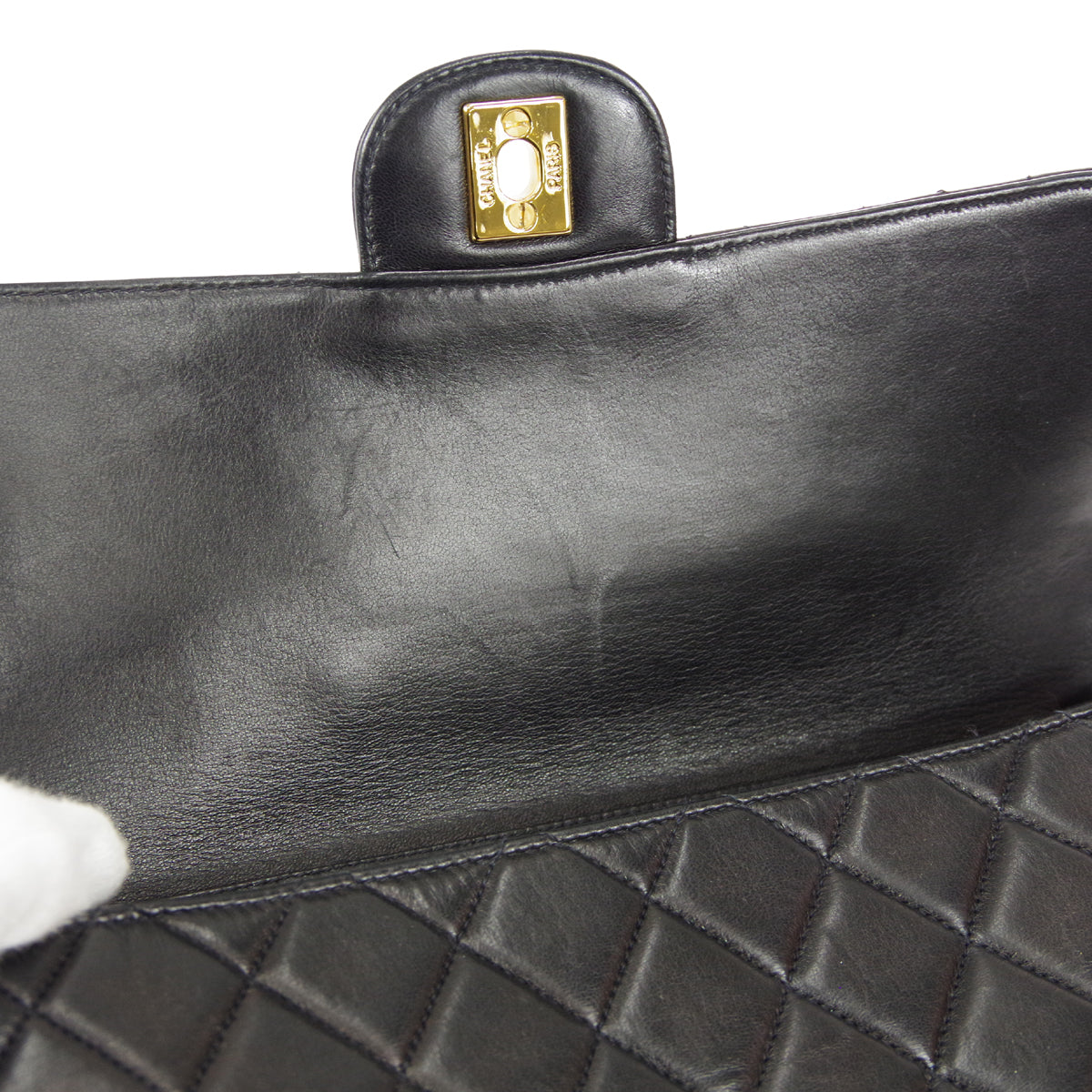 CHANEL Classic Both Side Flap Medium Handbag Black Lambskin