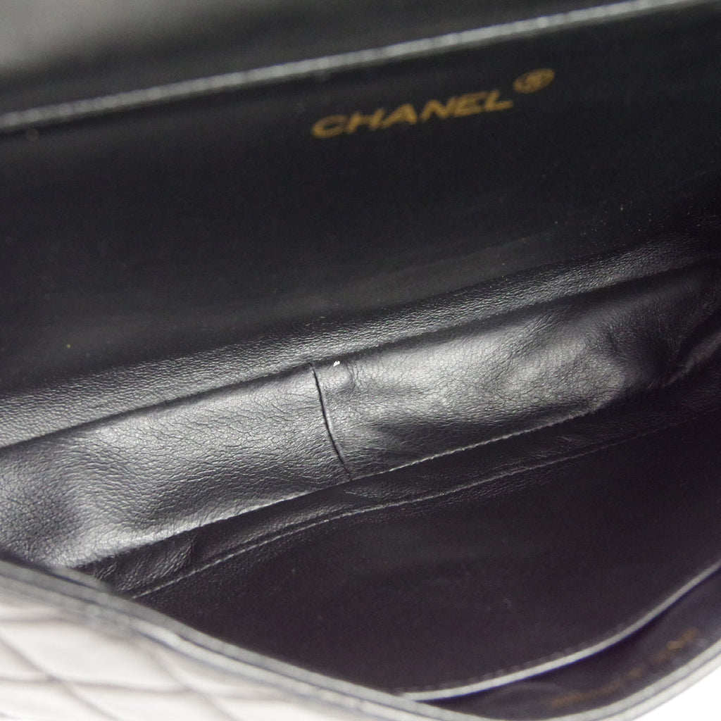 CHANEL Classic Both Side Flap Medium Handbag Black Lambskin