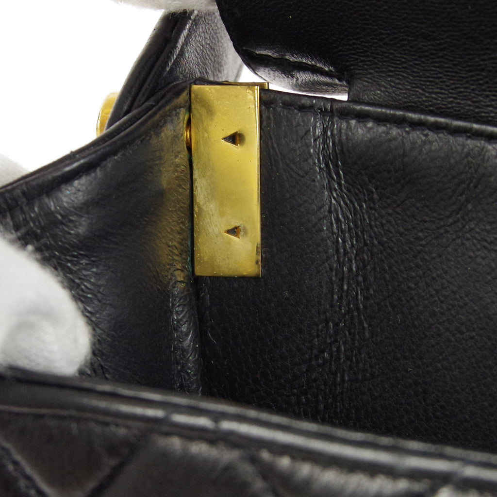 CHANEL Classic Both Side Flap Medium Handbag Black Lambskin