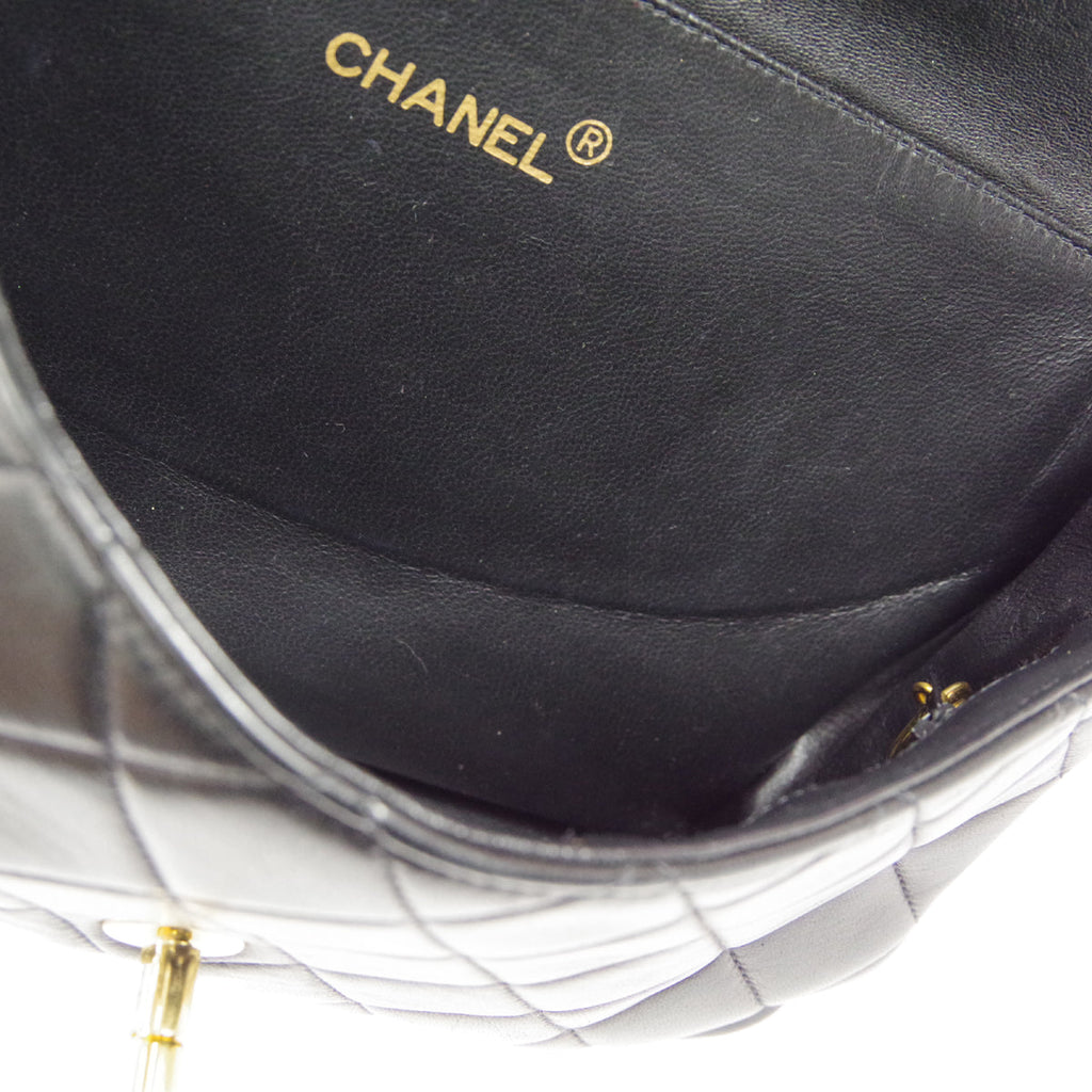 CHANEL Classic Both Side Flap Medium Handbag Black Lambskin