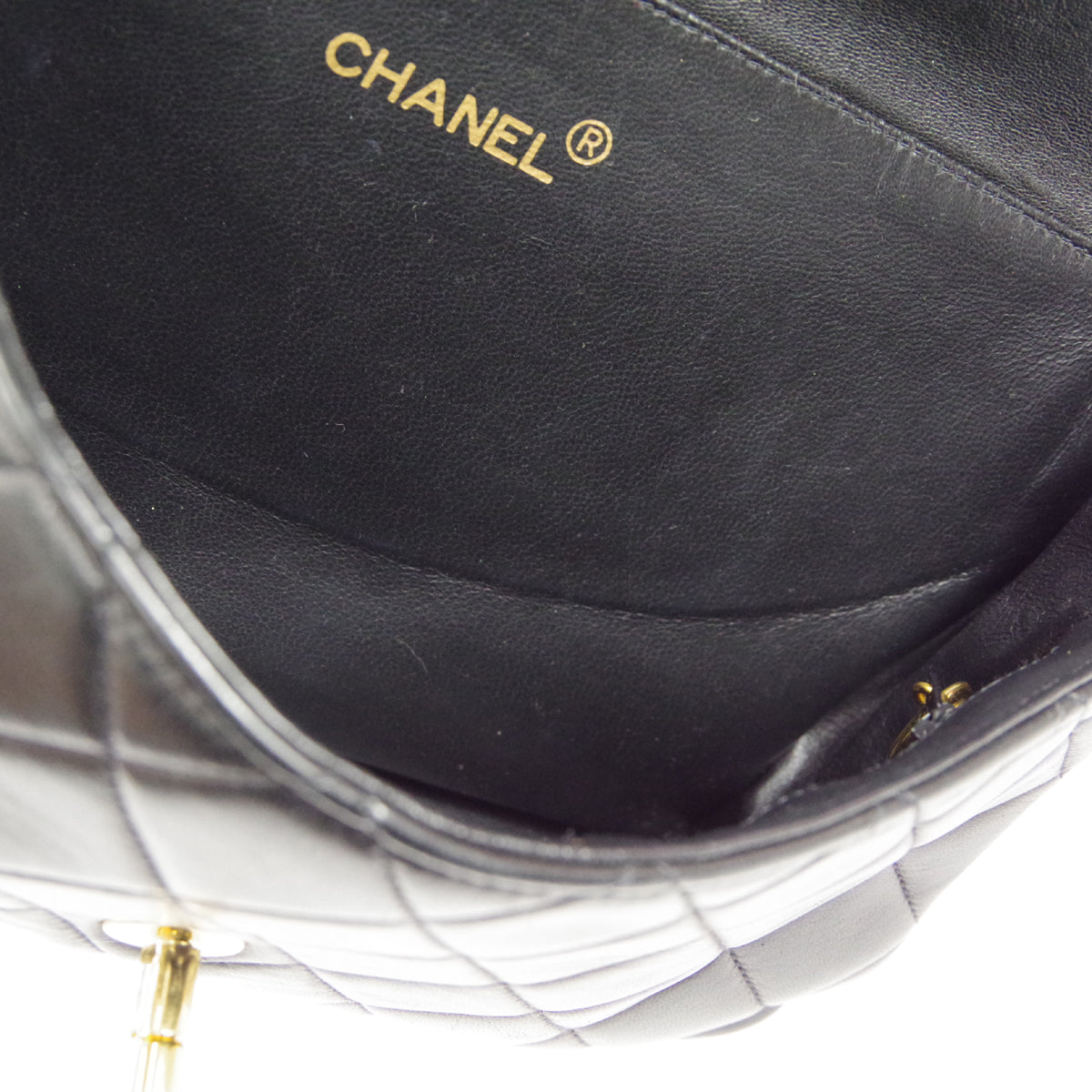 CHANEL Classic Both Side Flap Medium Handbag Black Lambskin