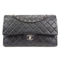CHANEL 2000-2001 Classic Double Flap Medium SHW Black Lambskin