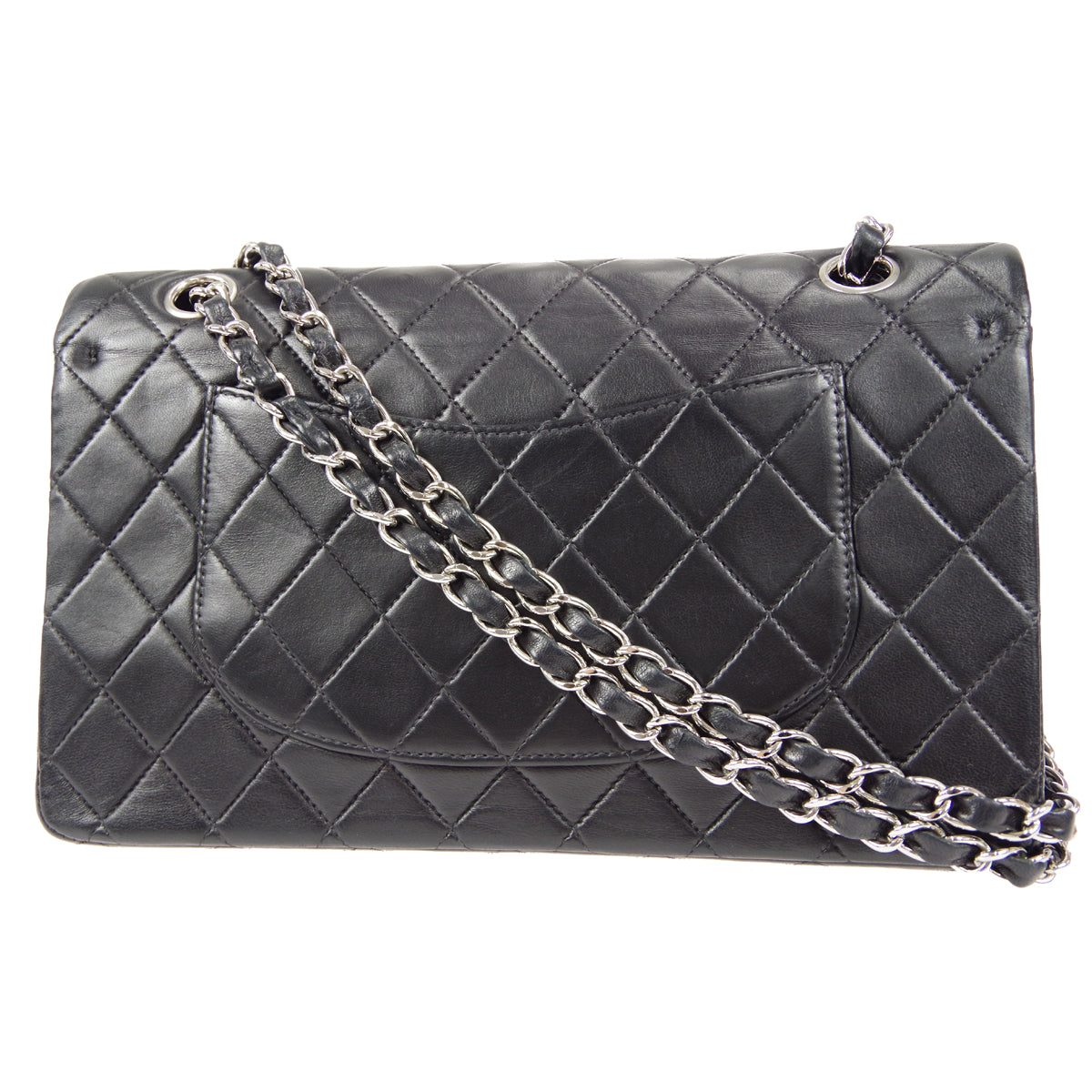 CHANEL 2000-2001 Classic Double Flap Medium SHW Black Lambskin