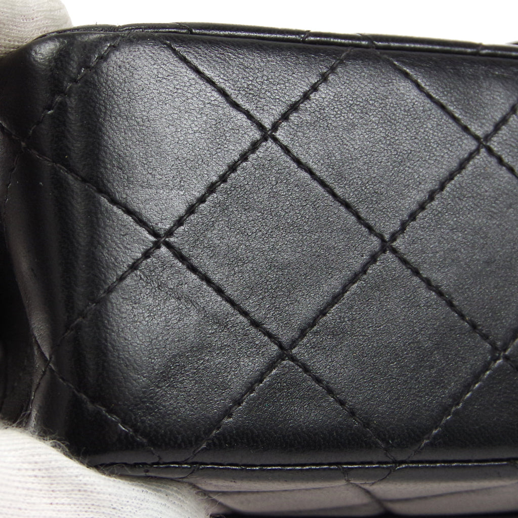 CHANEL 2000-2001 Classic Double Flap Medium SHW Black Lambskin