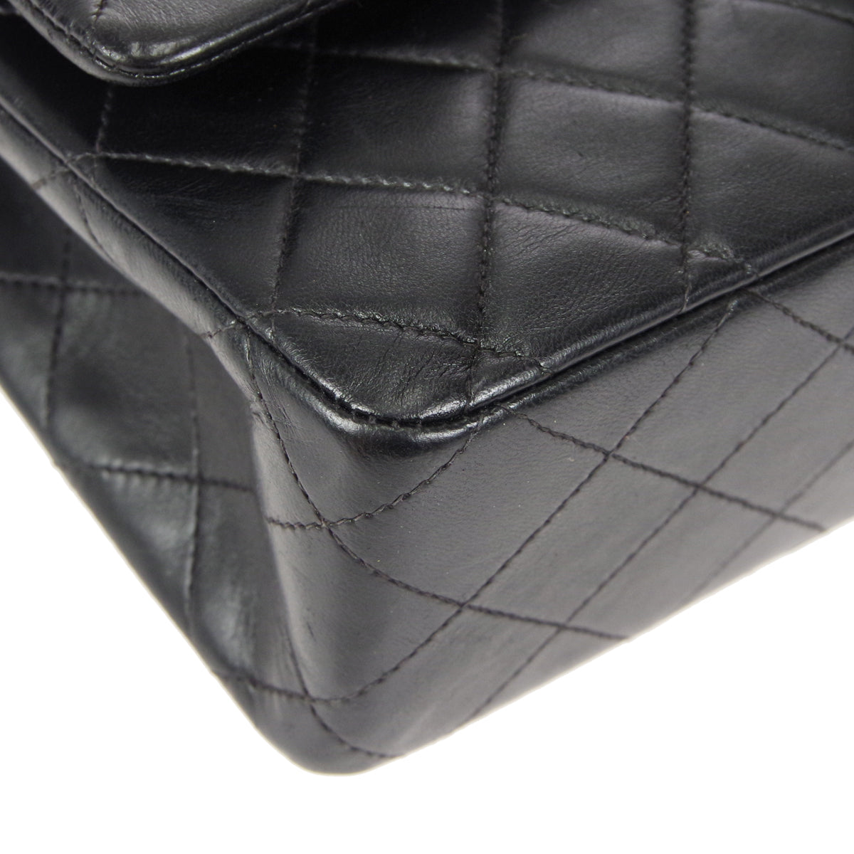 CHANEL 2000-2001 Classic Double Flap Medium SHW Black Lambskin