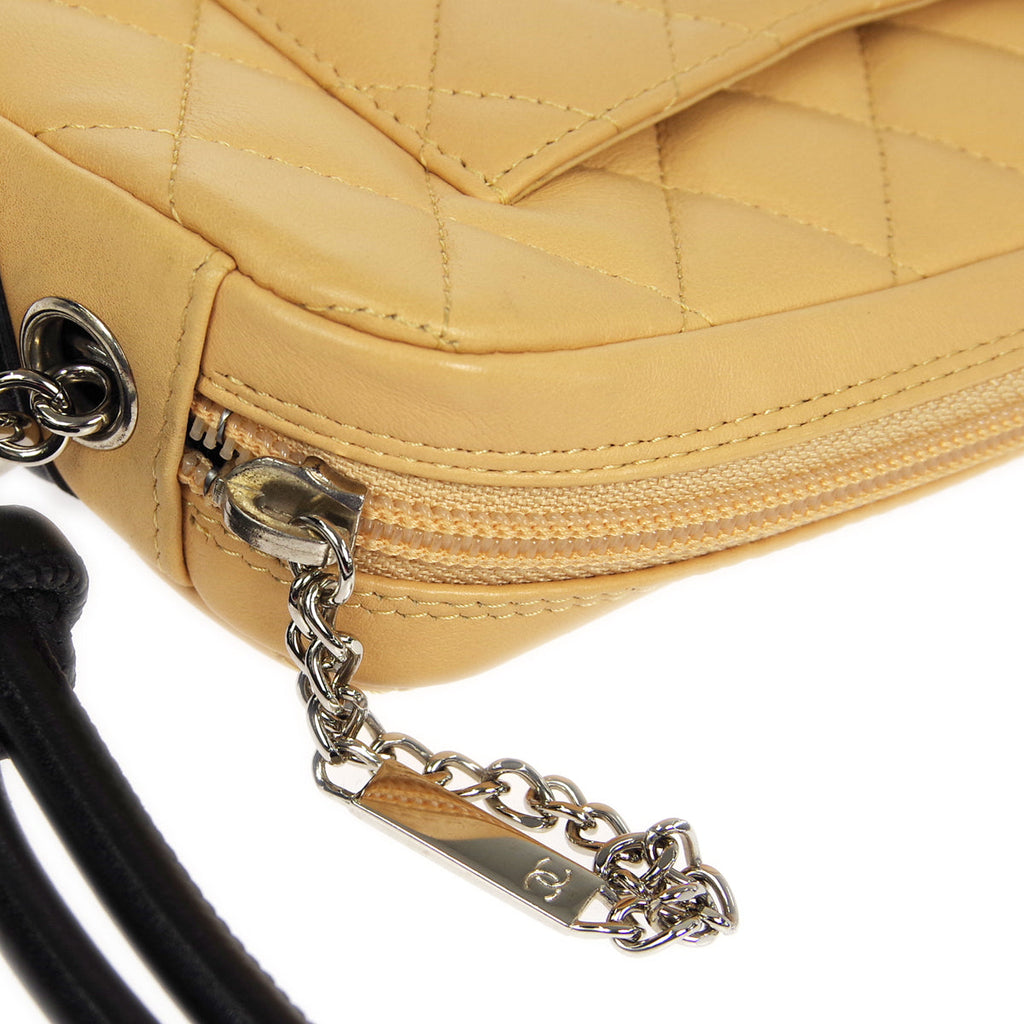 CHANEL 2004-2005 Cambon Ligne Handbag Beige Calfskin