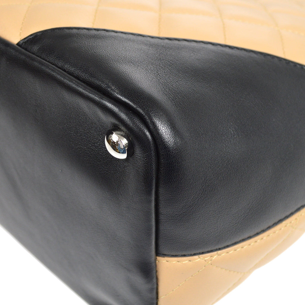 CHANEL Cambon Ligne Hand Tote Bag Beige Calfskin