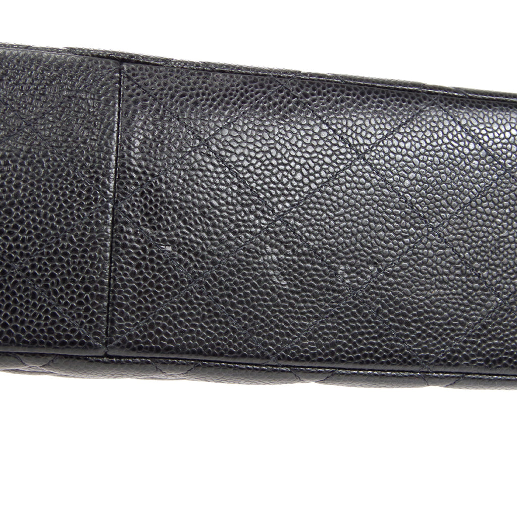 CHANEL Classic Flap Jumbo Double Chain Shoulder Bag Black Caviar