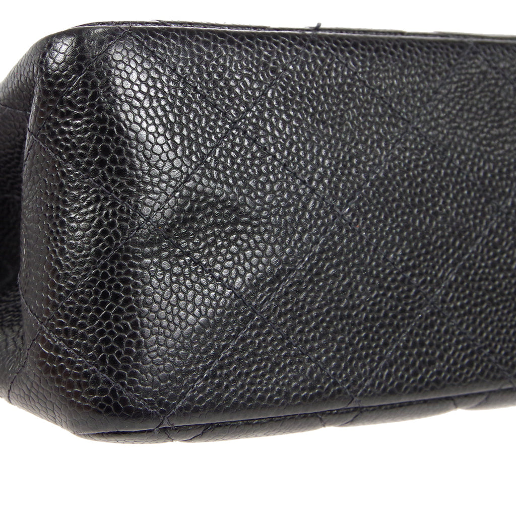 CHANEL Classic Flap Jumbo Double Chain Shoulder Bag Black Caviar
