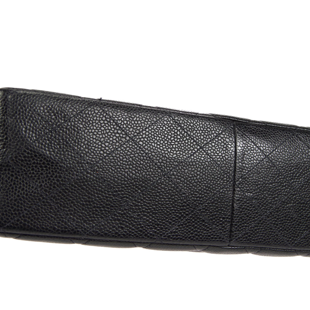 CHANEL Classic Flap Jumbo Double Chain Shoulder Bag Black Caviar