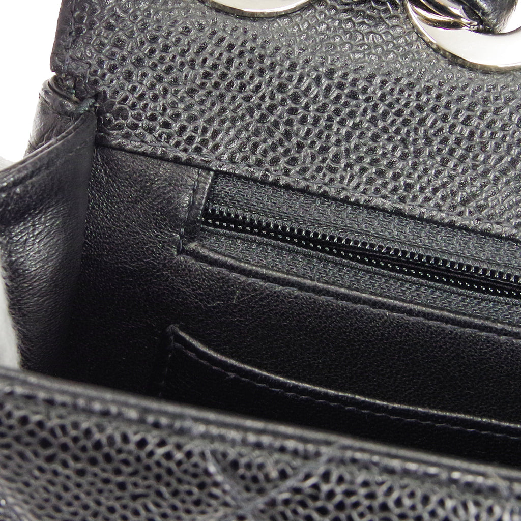 CHANEL Classic Flap Jumbo Double Chain Shoulder Bag Black Caviar