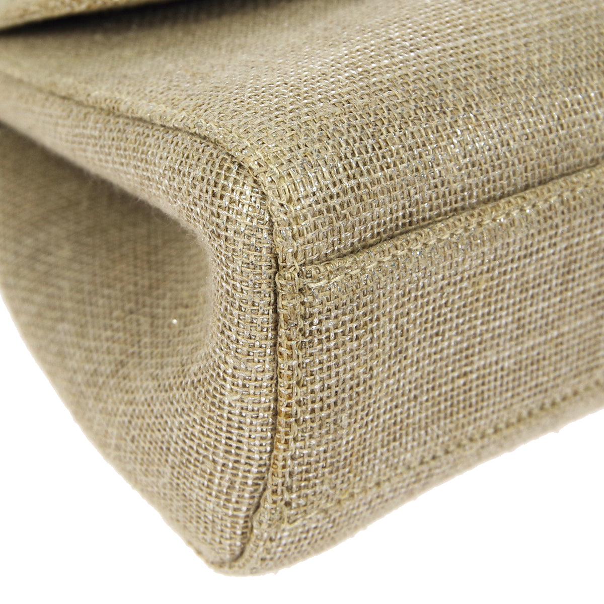 CHANEL 1997-1999 Round Flap Handbag SHW Beige Canvas