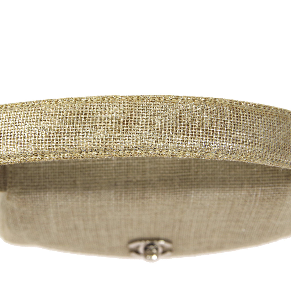 CHANEL 1997-1999 Round Flap Handbag SHW Beige Canvas