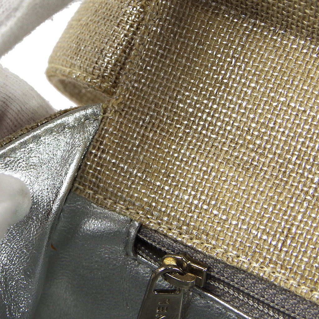 CHANEL 1997-1999 Round Flap Handbag SHW Beige Canvas