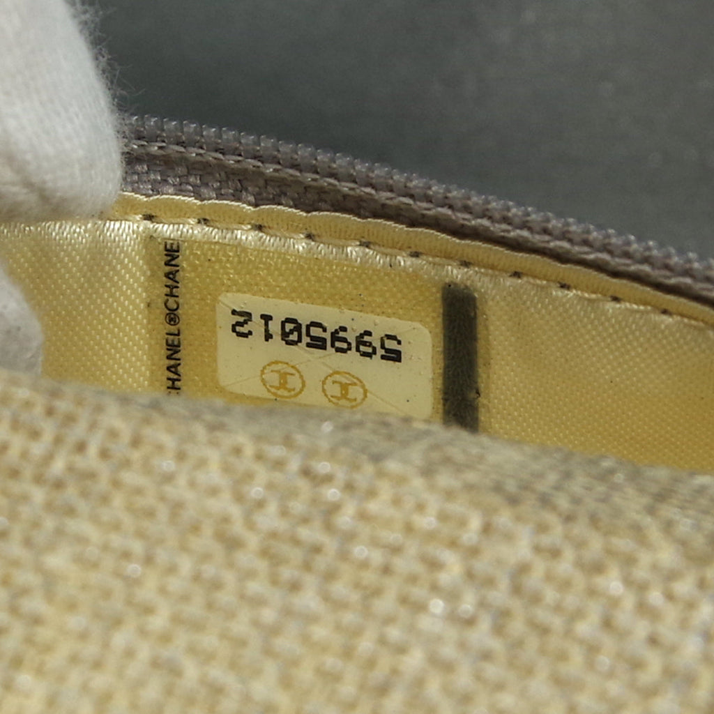 CHANEL 1997-1999 Round Flap Handbag SHW Beige Canvas