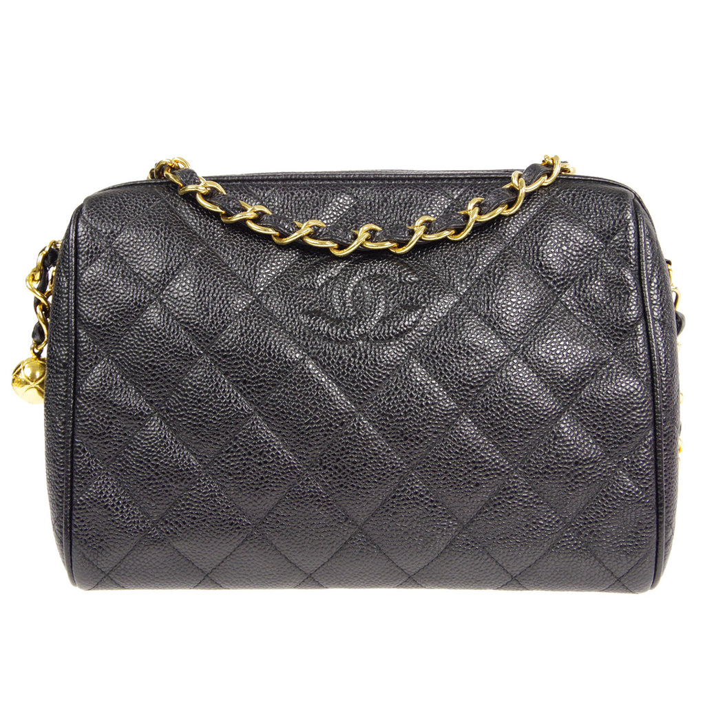 CHANEL 1993-1996 Camera Bag Medium Black Caviar