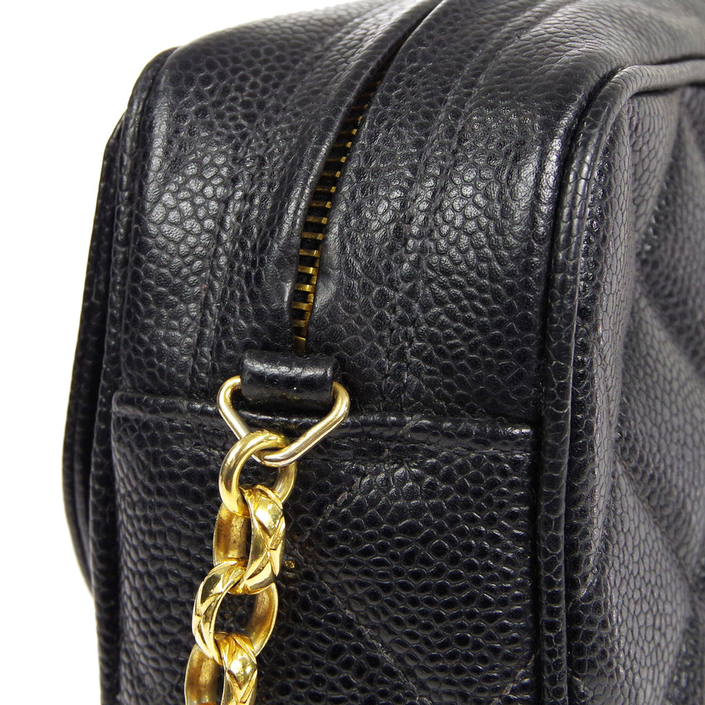 CHANEL 1991-1994 Pocket Camera Bag Large Black Caviar