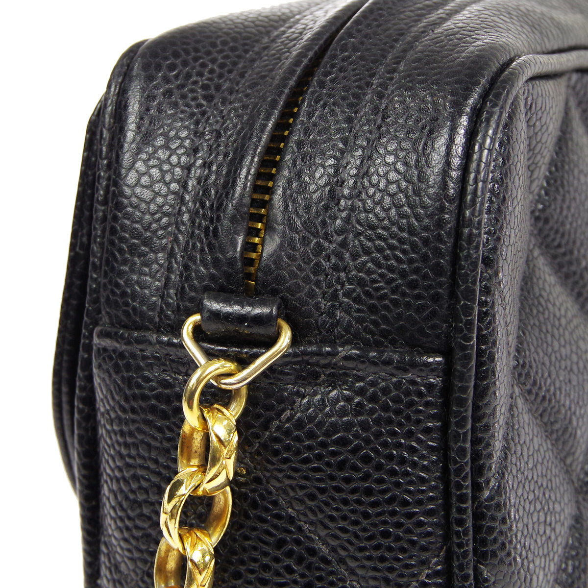CHANEL 1991-1994 Pocket Camera Bag Large Black Caviar