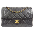 CHANEL 1996-1997 Border Flap Medium Black Lambskin
