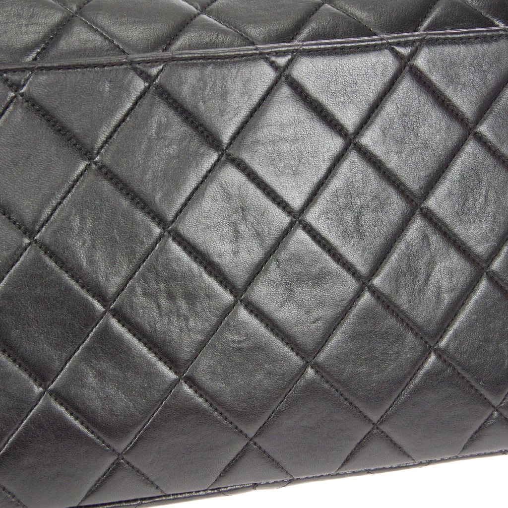 CHANEL 1996-1997 Border Flap Medium Black Lambskin