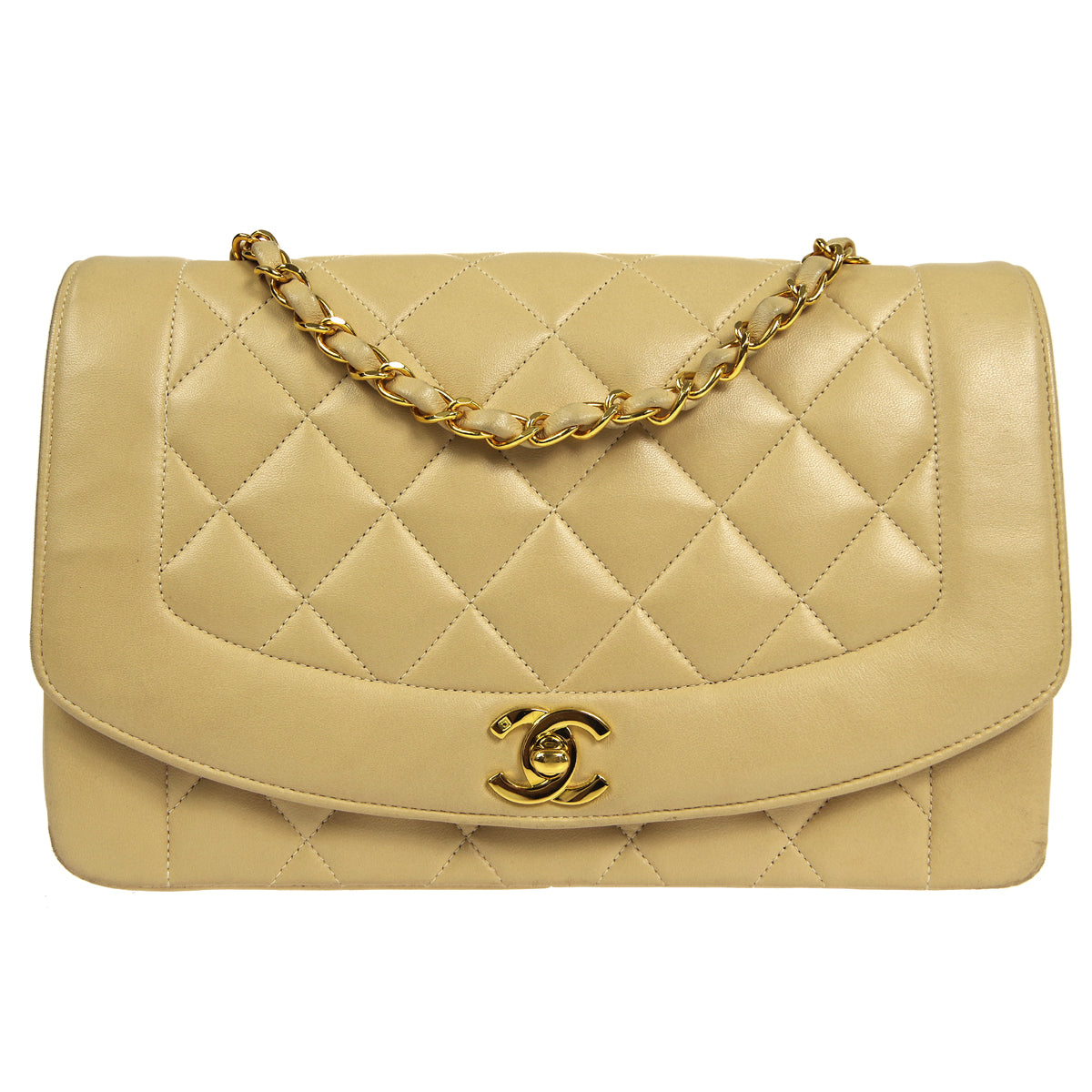 CHANEL 1994-1996 Diana Flap Medium Beige Lambskin