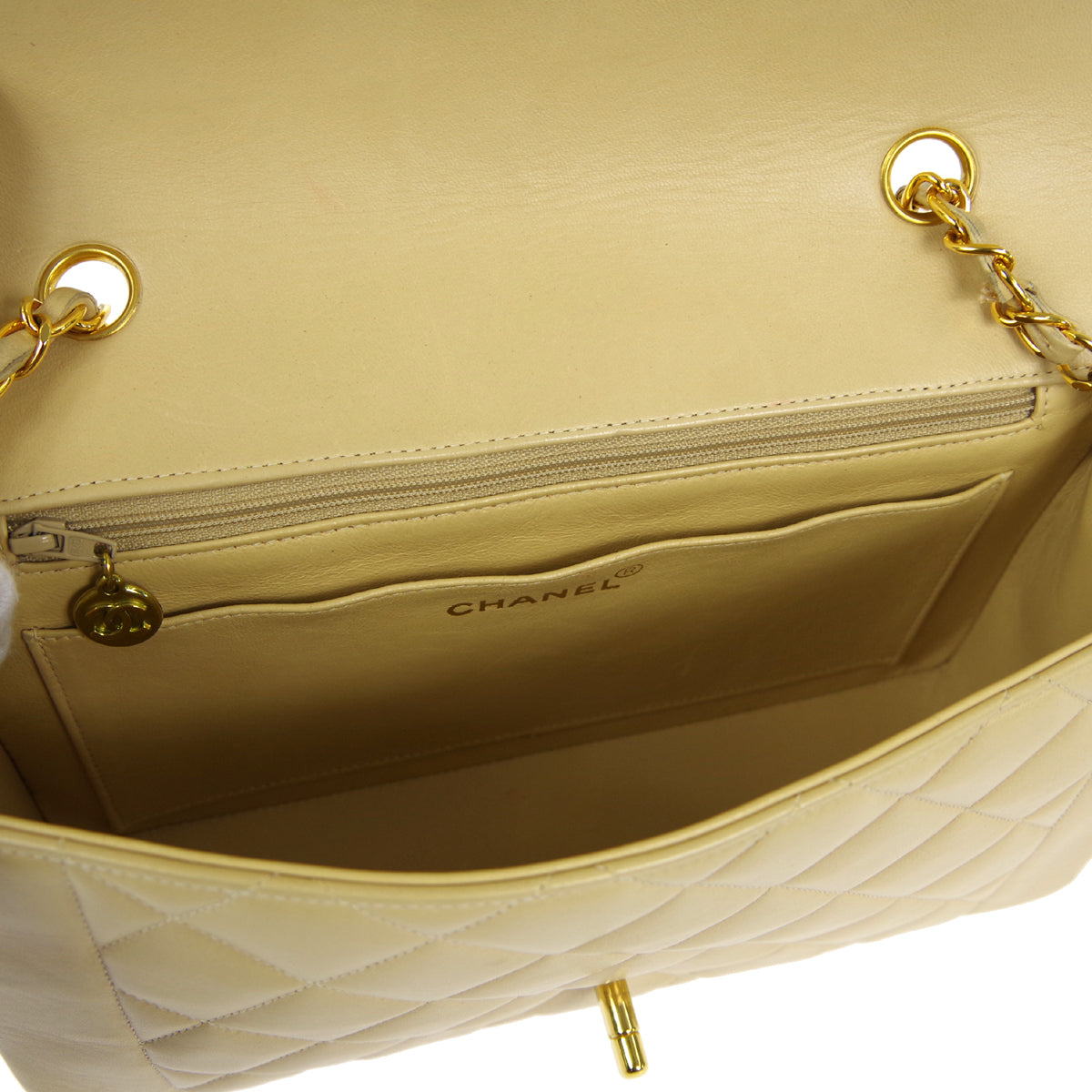 CHANEL 1994-1996 Diana Flap Medium Beige Lambskin