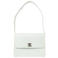 CHANEL 1998 Flap Shoulder Bag Small White Calfskin