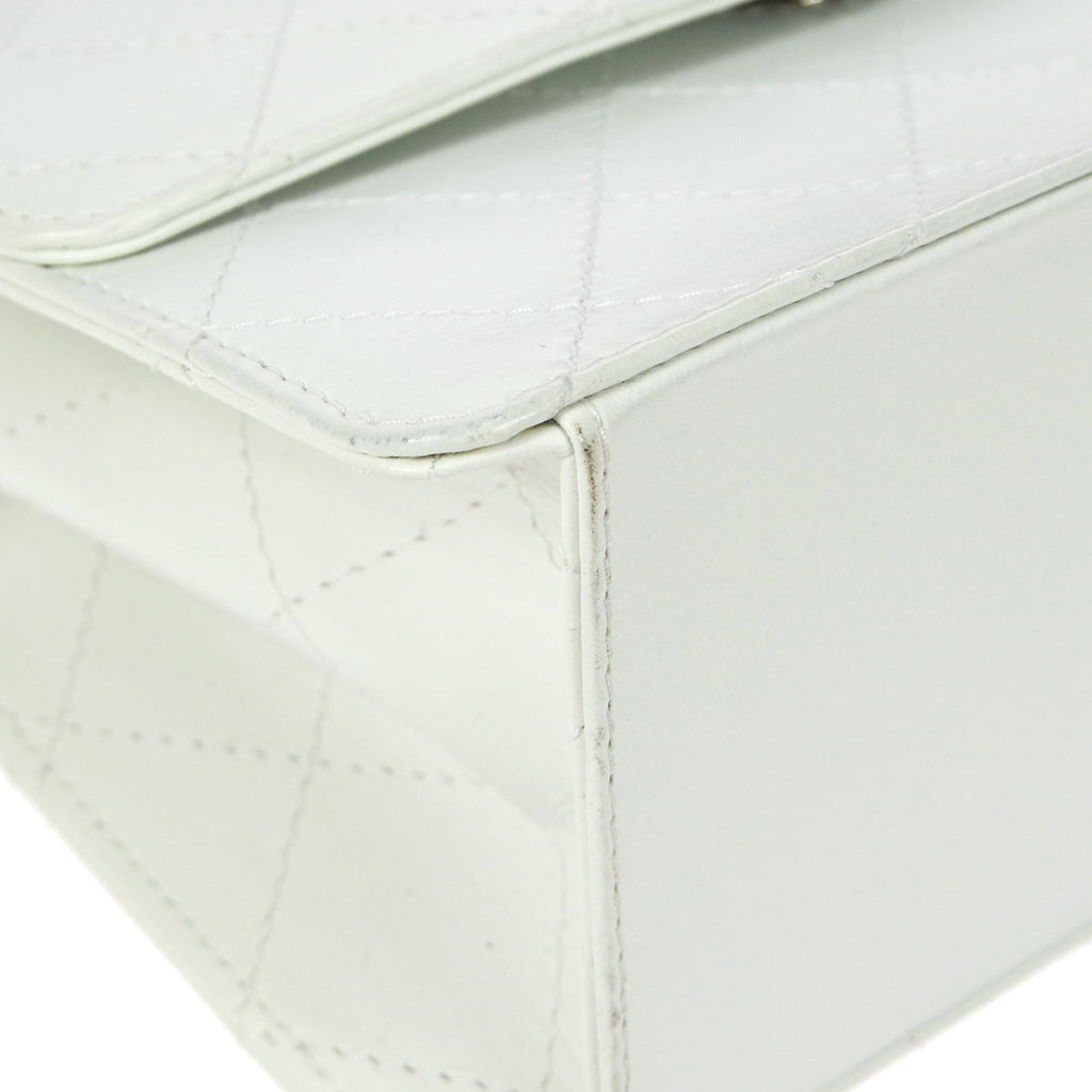 CHANEL 1998 Flap Shoulder Bag Small White Calfskin