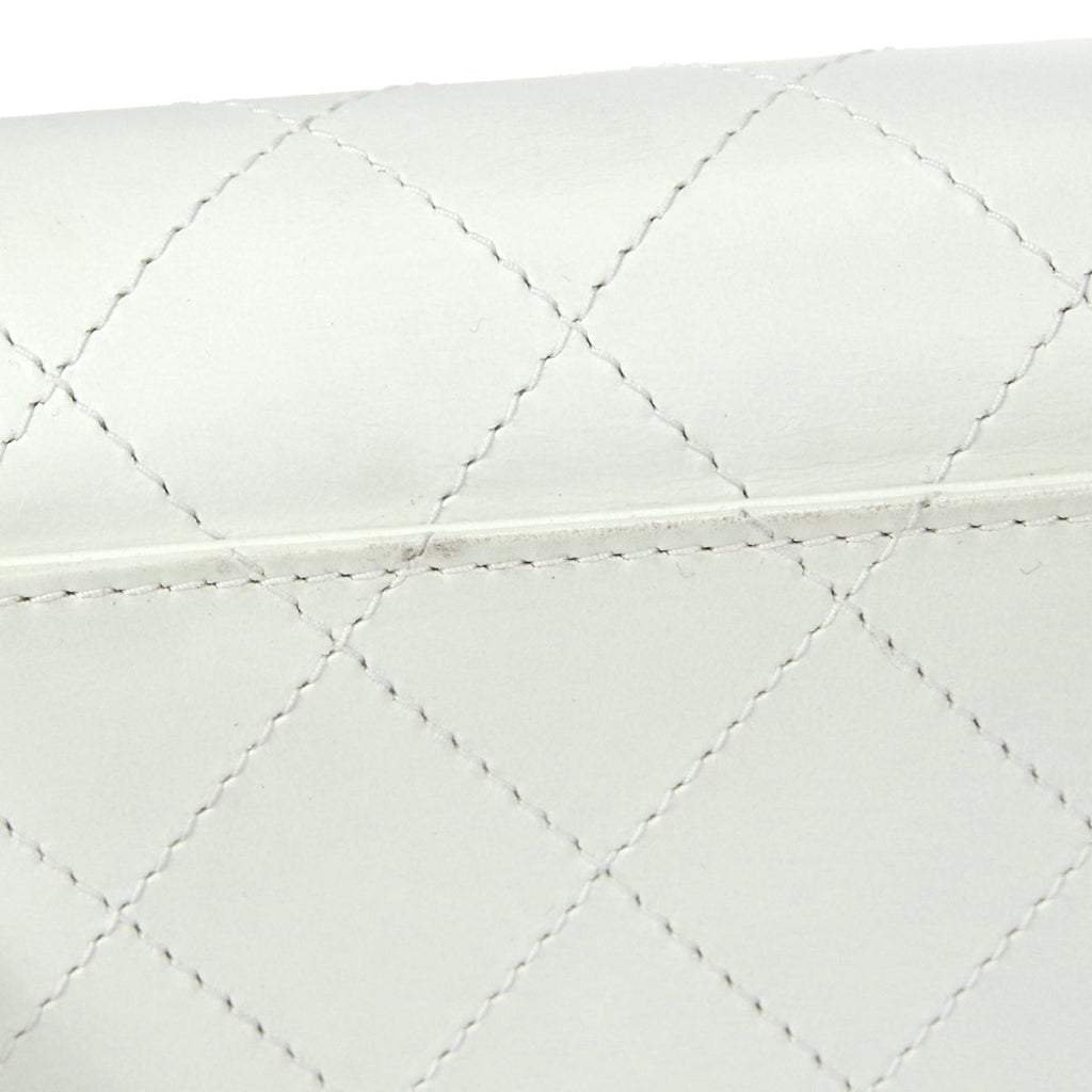 CHANEL 1998 Flap Shoulder Bag Small White Calfskin