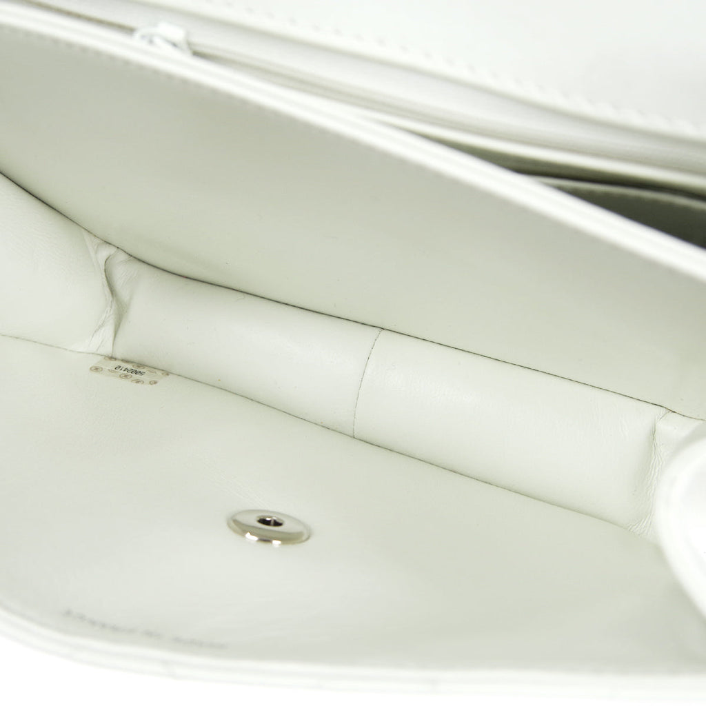 CHANEL 1998 Flap Shoulder Bag Small White Calfskin