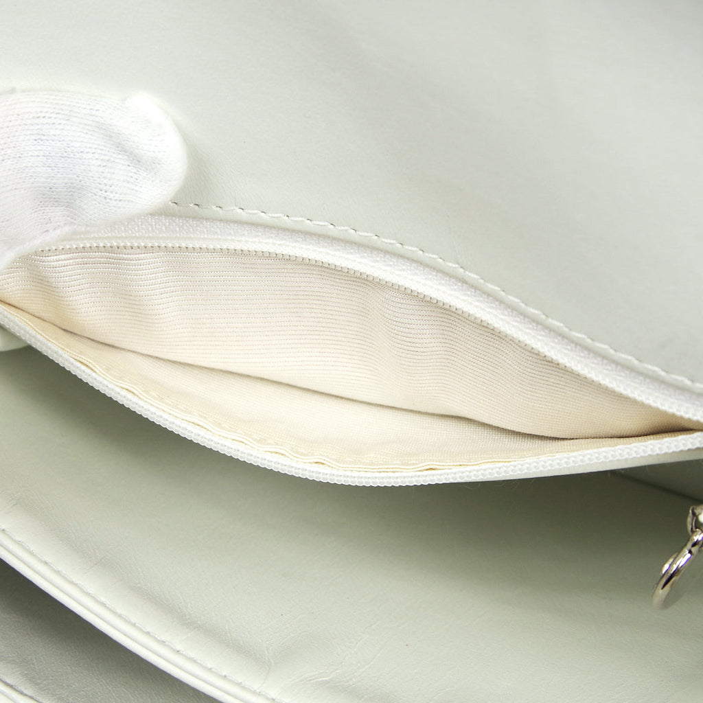 CHANEL 1998 Flap Shoulder Bag Small White Calfskin