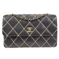 CHANEL 2000-2001 Wild Stitch Straight Flap Medium Black Calf