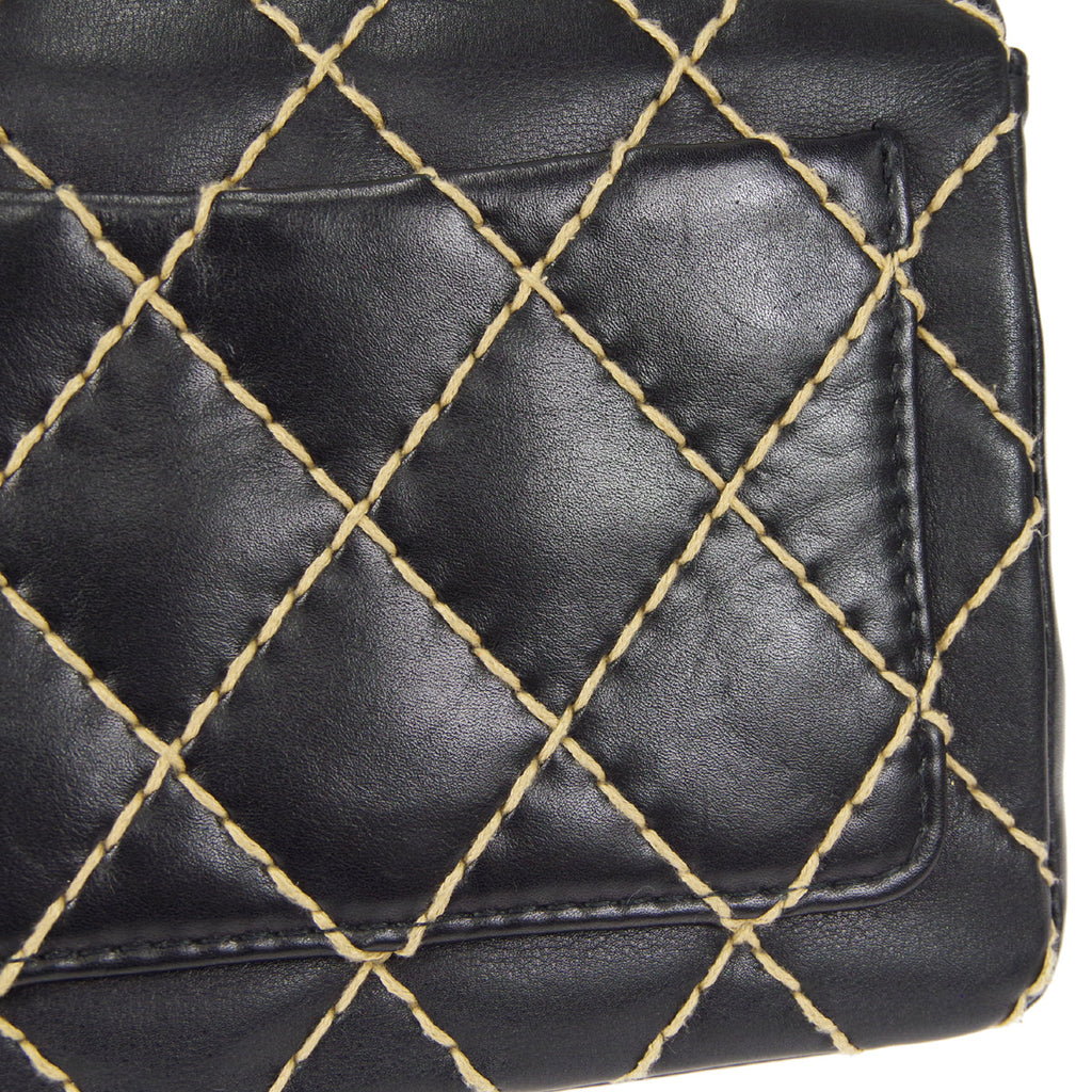 CHANEL 2000-2001 Wild Stitch Straight Flap Medium Black Calf