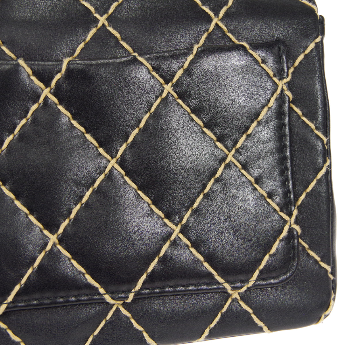 CHANEL 2000-2001 Wild Stitch Straight Flap Medium Black Calf