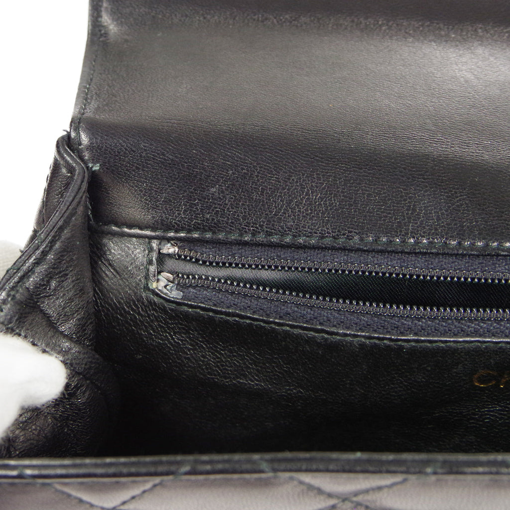 CHANEL Braided Shoulder Bag Black Lambskin