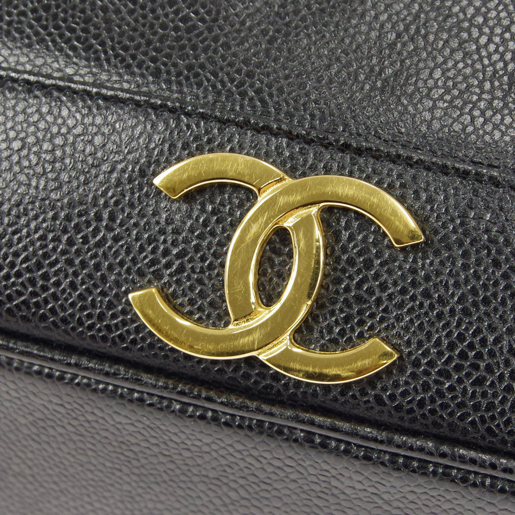 CHANEL Drawstring Chain Shoulder Bag Black Caviar